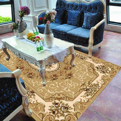 Thảm sofa trang trí hoa tiết hoa lá tinh xảo màu kem YALAN N 1584 BE