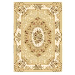 Thảm sofa trang trí hoa tiết hoa lá tinh xảo màu kem YALAN N 1584 BE