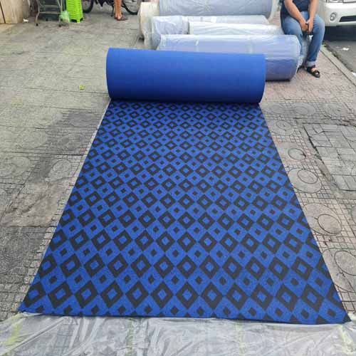 Thảm nỉ caro Jacquard 04 xanh dương