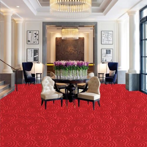 Thảm Trải sàn Hoa văn xoắn ốc Trident 406 màu đỏ