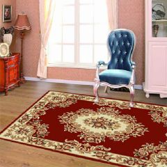 Thảm sofa đỏ họa tiết cổ điển đường nét mềm mại tinh xảo YALAN RB 10491 R