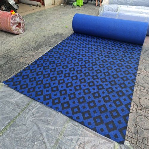 Thảm nỉ caro Jacquard 04 xanh dương
