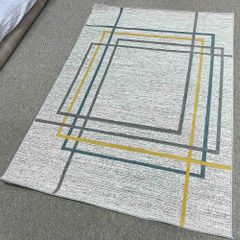 Thảm sofa trang trí họa tiết cách điệu ô vuông chéo QINGXIU 3392 GY