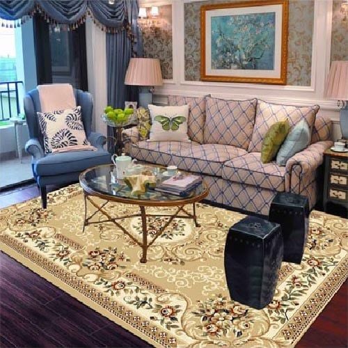 Thảm sofa phong cách cổ điển họa tiết tinh xảo, đường nét uốn lượn mềm mại YALAN N 2594 BE