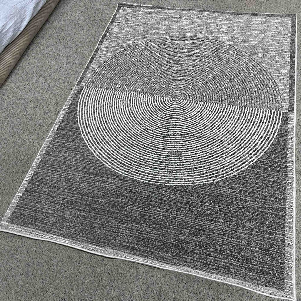 Thảm sofa trang trí họa tiết xoắn ốc mềm mại, thanh lịch QINGXIU 5437 GY