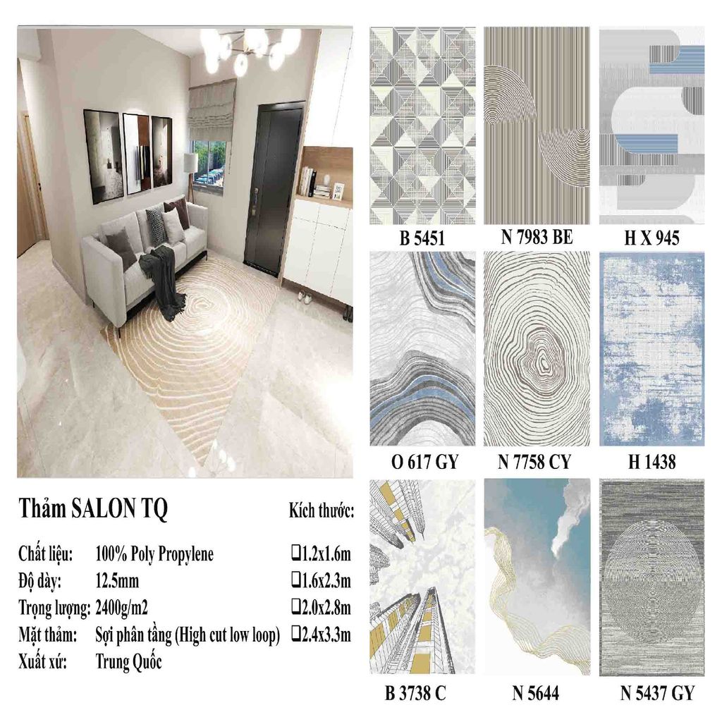 Thảm trang trí sofa họa tiết vòng xoay ma thuật BANXIA 7758 CY