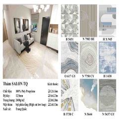 Thảm trang trí sofa ô vuông loang màu nhã nhặn TIANQING E 4278