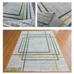 Thảm sofa trang trí họa tiết cách điệu ô vuông chéo QINGXIU 3392 GY