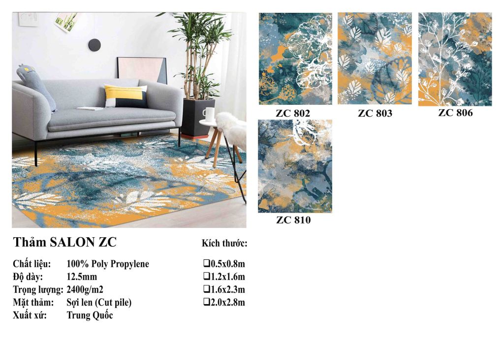 Thảm Sofa Hoa Lớn Zc 802