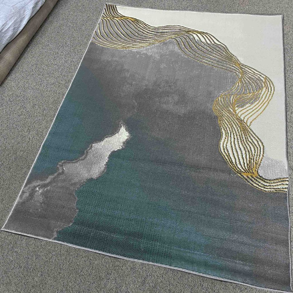 Thảm trang trí sofa phong cách hiện đại hoa văn hình lượn sóng dập nổi tinh xảo QINGXIU N 5644