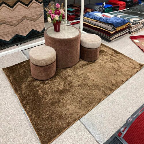 Thảm sofa lông xù màu vàng nâu Plaza 1148