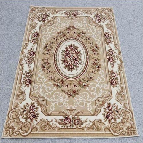 Thảm sofa trang trí hoa tiết hoa lá tinh xảo màu kem YALAN N 1584 BE