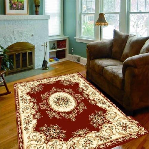 Thảm sofa trang trí phong cách cổ điển hoạ tiết tinh tế màu đỏ YALAN RB 10792 BU