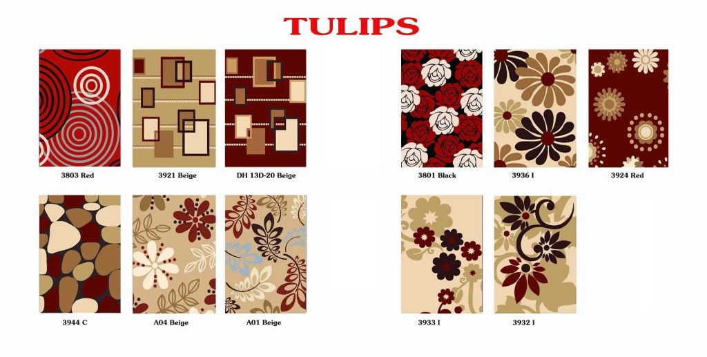 Thảm Sofa Màu Đỏ Tulips 3924R