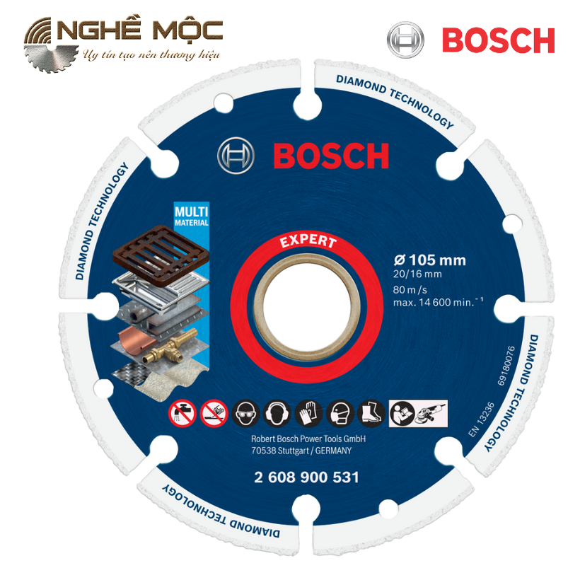 Đĩa cắt sắt kim cương đa năng 105x20/16mm Bosch 2608900531