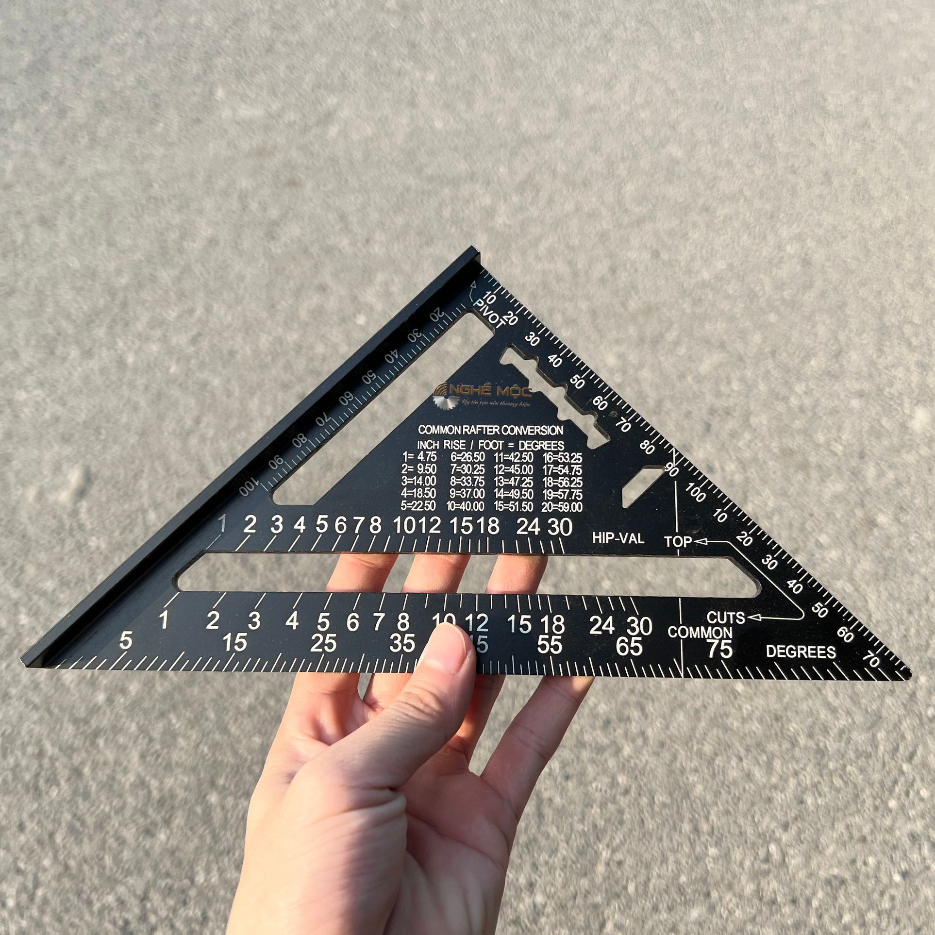 Thước ke nhôm đen 18cm ( 7 icnh )