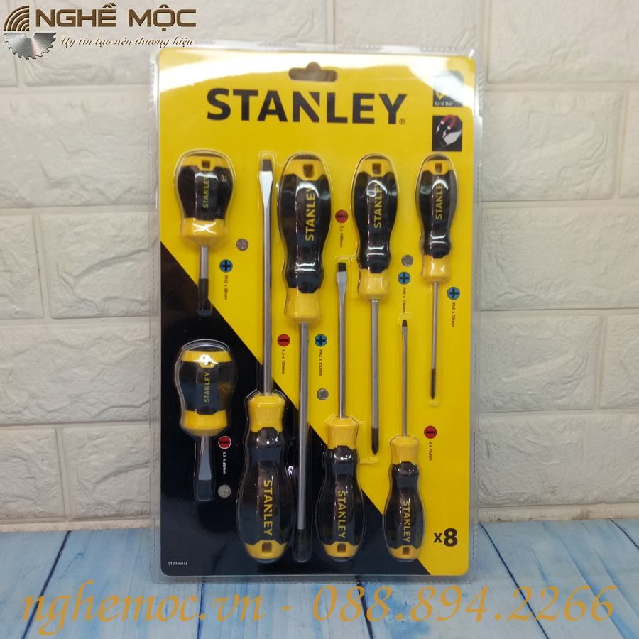 Bộ tuốc nơ vít dẹp và bake 8 cây Stanley (STMT66673)