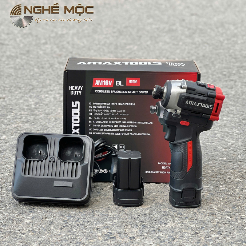 Máy chuyên vít có búa dùng pin 16v Amaxtools AV18014SA-PRO