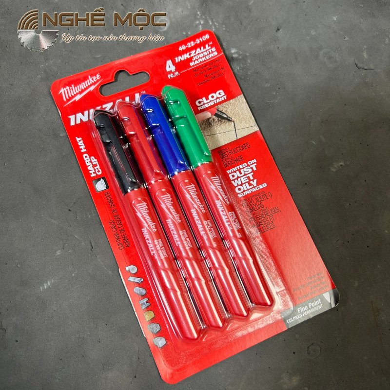 Bộ bút đánh dấu Milwaukee 4 màu mực 48-22-3106