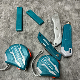 Bộ combo 25 dao tiện ích và thước kéo thép nền vàng Total TOS23034