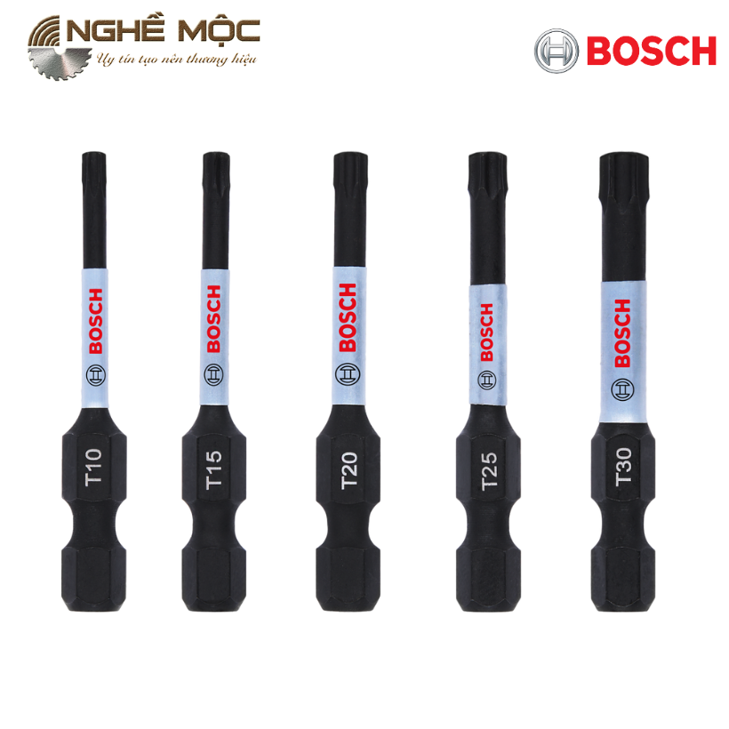 Đầu vặn vít T10. T15, T20, T25, T30 Bosch Power Bit 1 đầu ( chuôi lục giác)