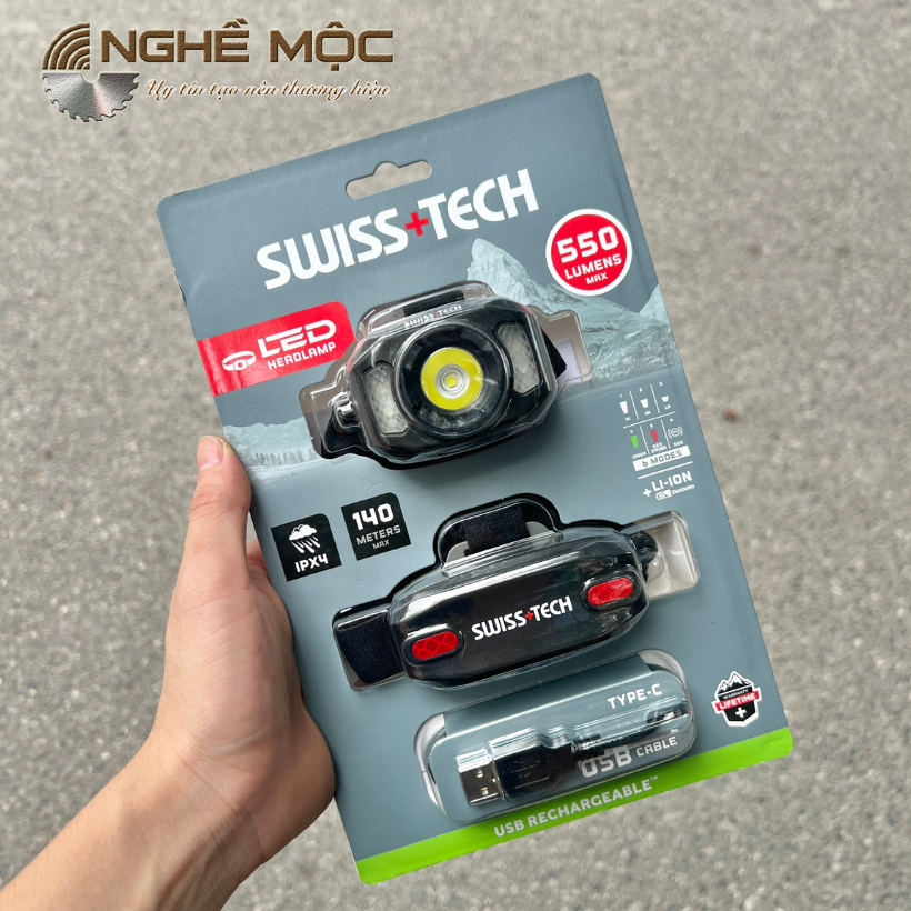 Đèn pha đội đầu, dùng pin sạc, nhiều SWISS+TECH ST032003