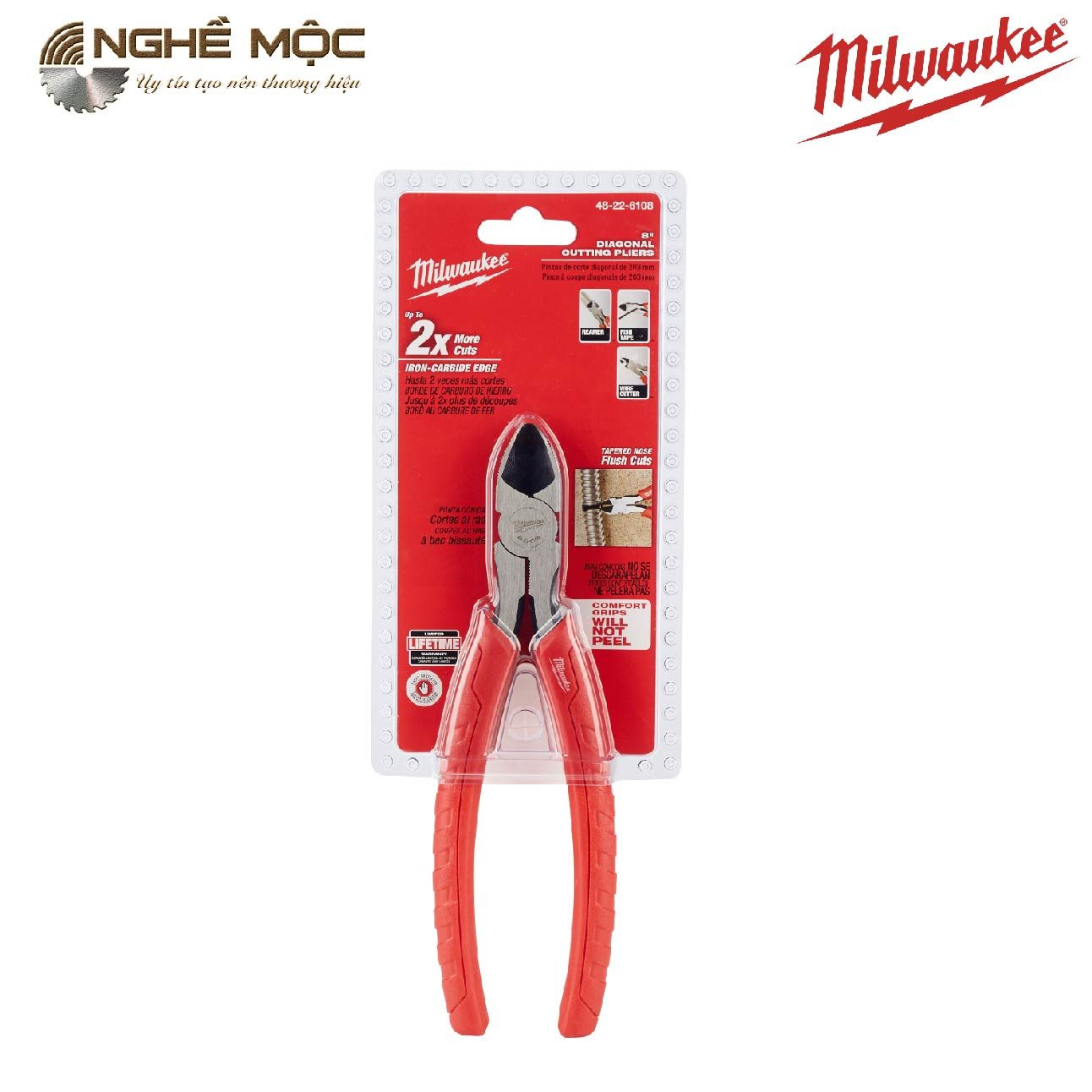 Kìm cắt chéo 8'' Milwaukee 48-22-6108 có tay cầm thoải mái
