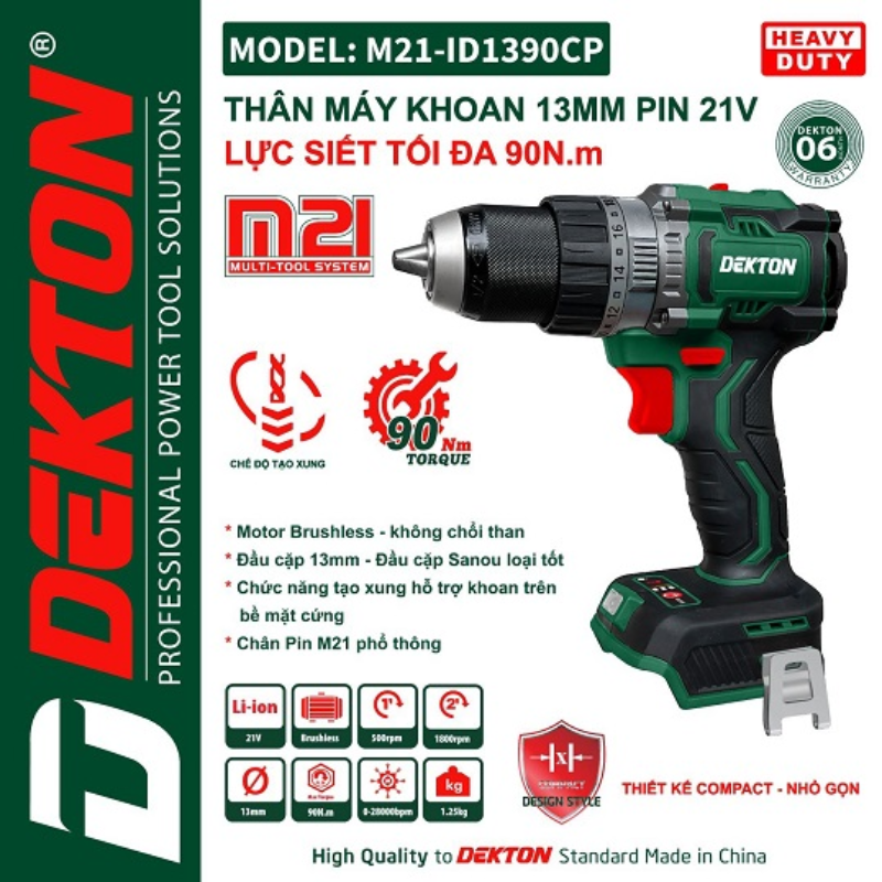 Máy khoan pin 21V Dekton M21-ID1390CP
