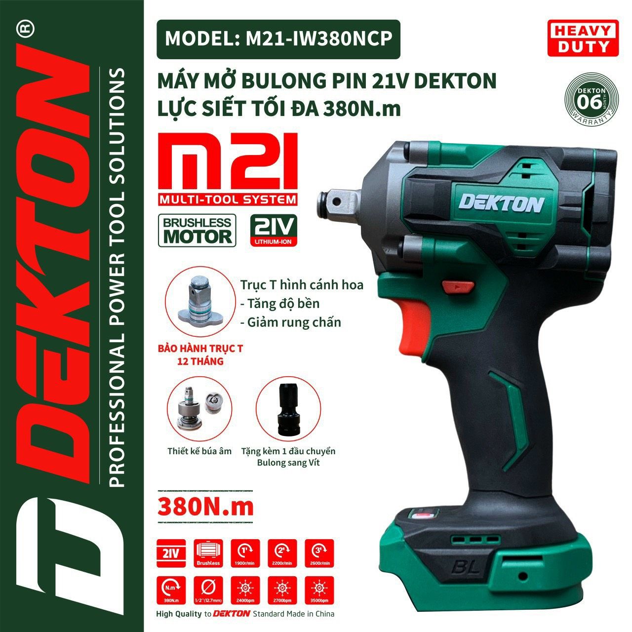 Máy siết bulonng pin Dekton M21-IW380NCP