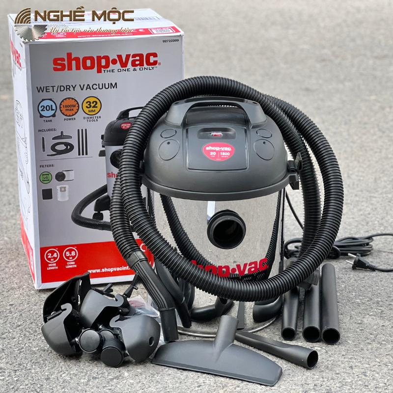 Máy hút bụi khô/ướt/thổi Shop-vac 20L 1800W thép không gỉ 92722209