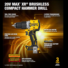 Máy khoan búa không chổi than 20V Dewalt DCD806