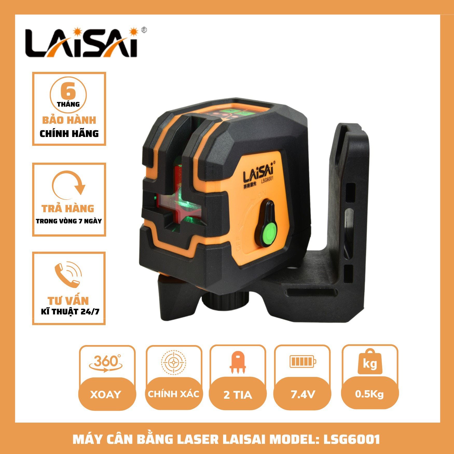 Máy cân bằng laser 2 tia xanh Laisai LSG6001