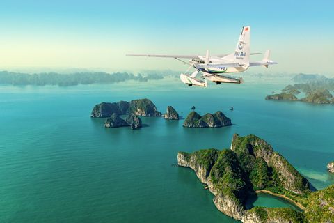 Halong Bay Seaplane combined with luxury cruises packages