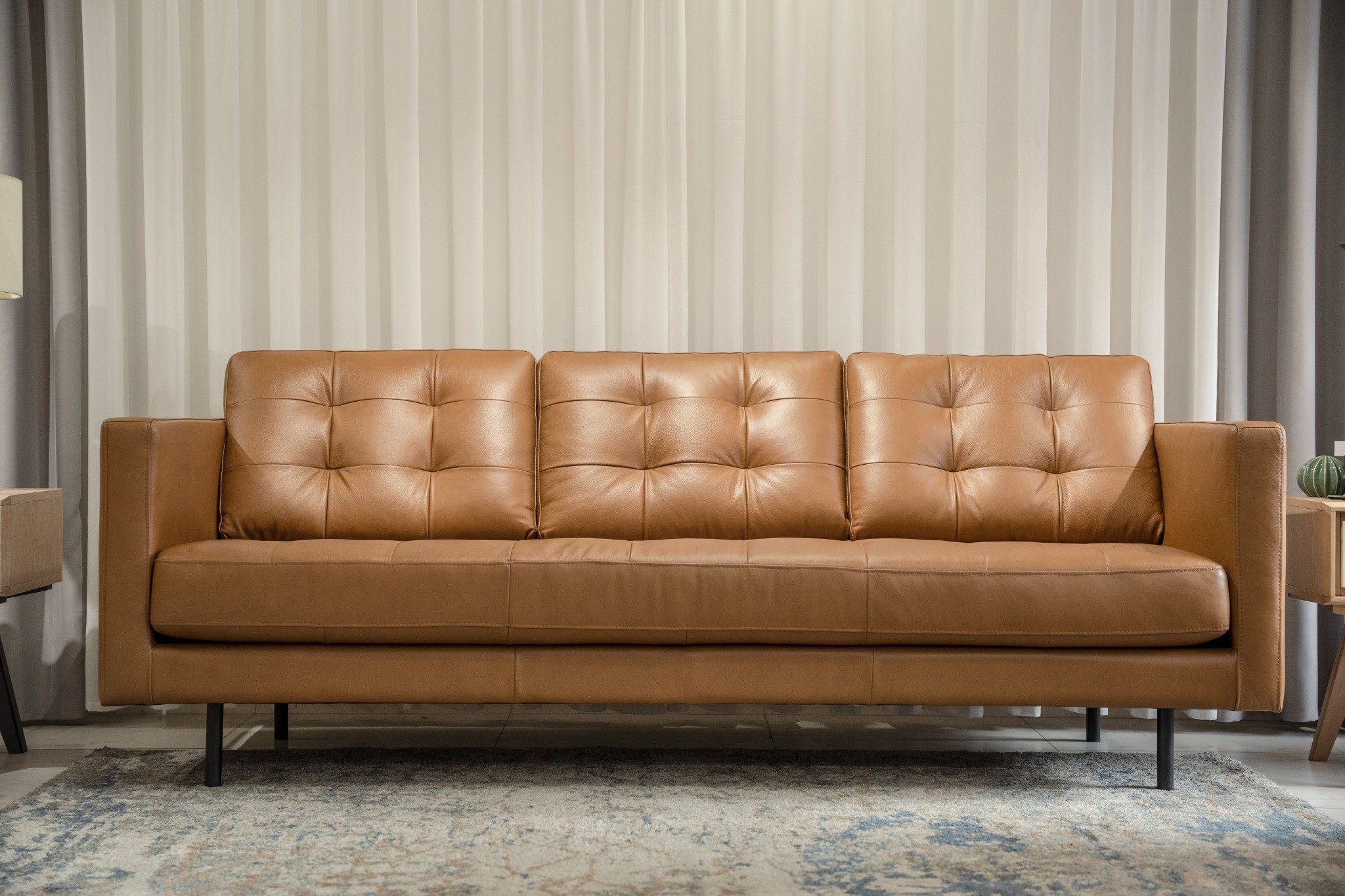  SOFA DA BÒ Ý  - BARI SEPIA PALOMINO 3 CHỖ 