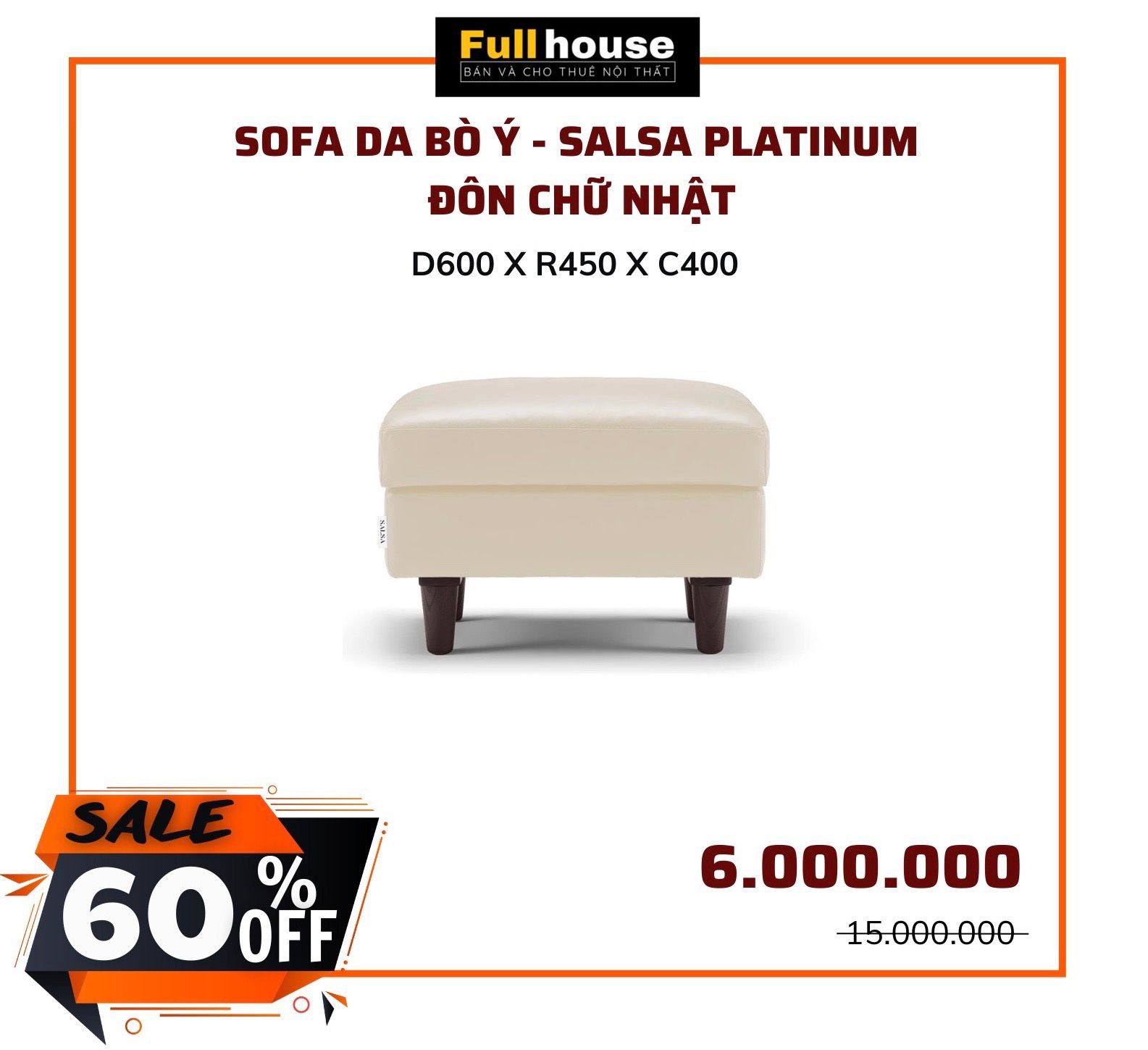  ĐÔN SOFA CHỮ NHẬT SALSA PLATINUM 