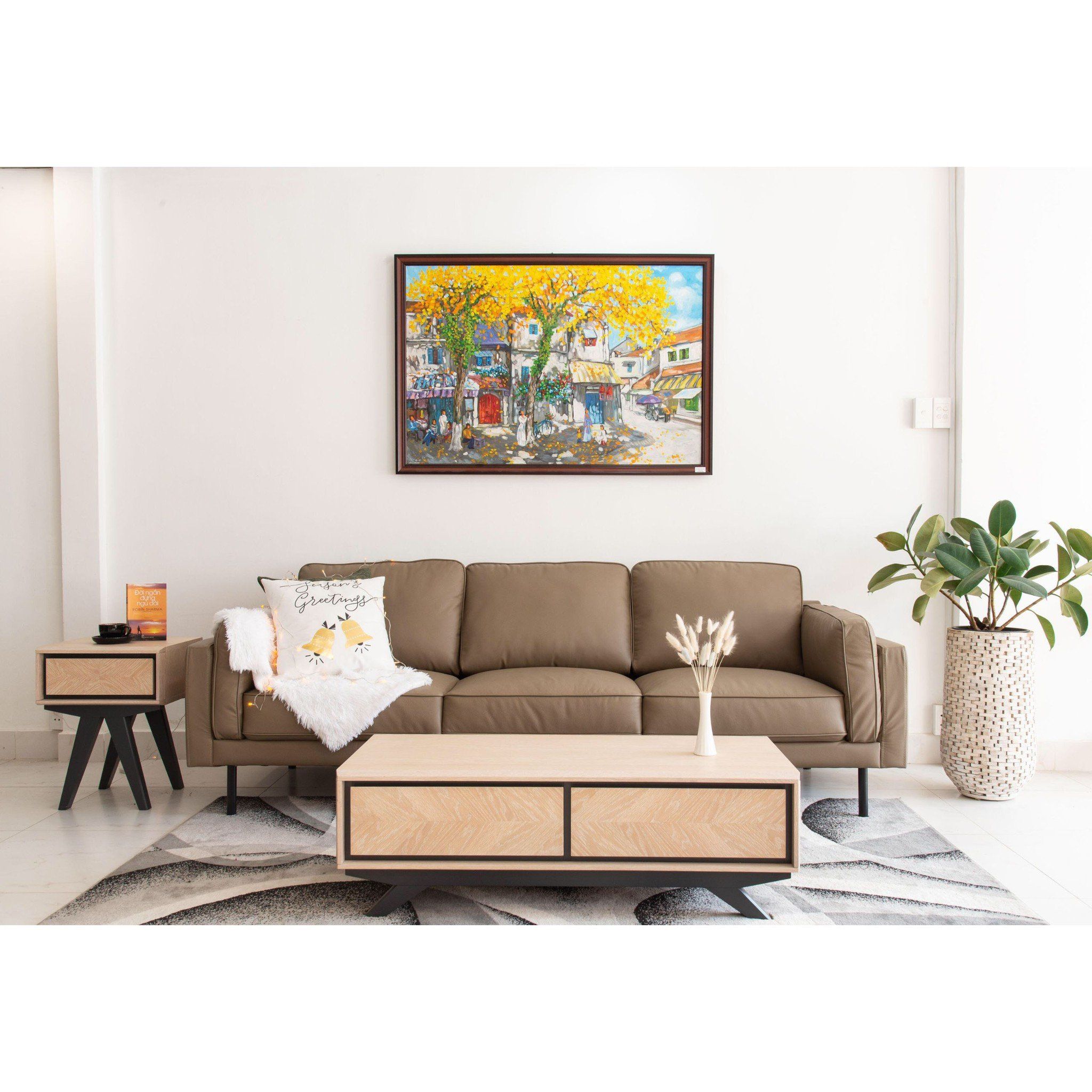  SOFA DA BÒ Ý - CHAMINGTON TAUPE 3 CHỖ 