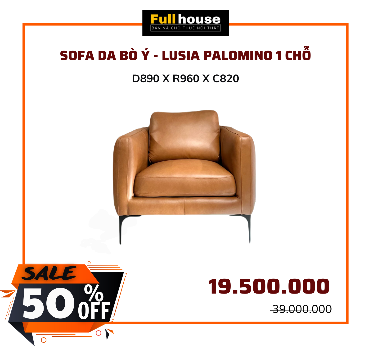  SOFA DA BÒ Ý - LUSIA PALOMINO 1 CHỖ 