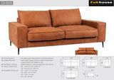  SOFA DA BÒ Ý - JACOBA JETHRO COGNAC 3 CHỖ 