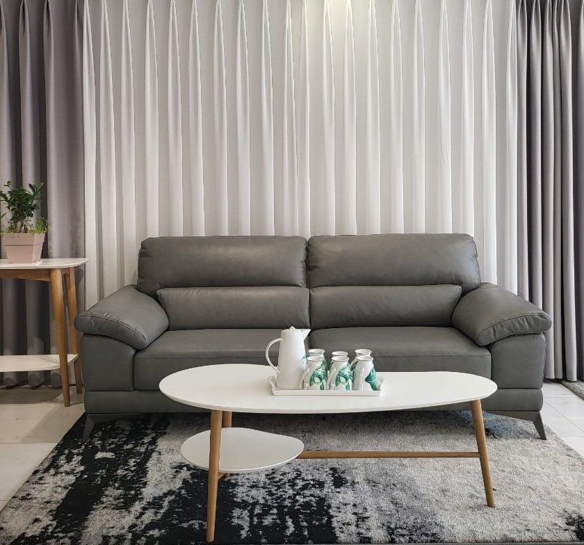  SOFA DA BÒ Ý - CATONA GREY 3 CHỖ 