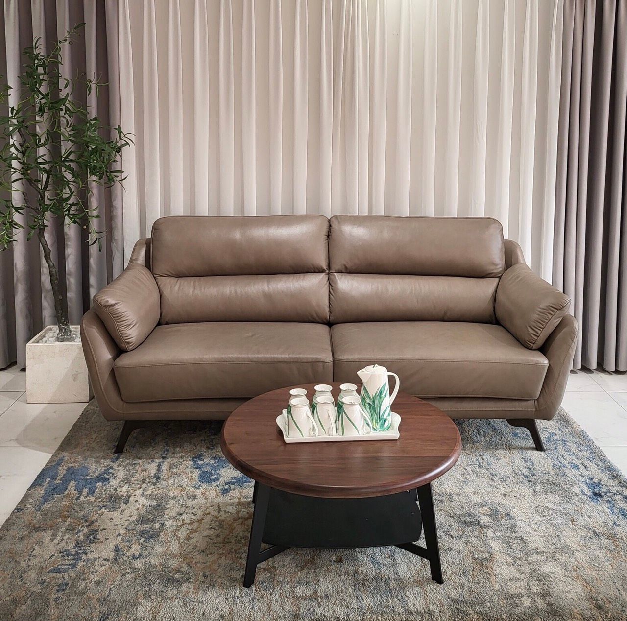  SOFA DA BÒ Ý - SOFIA TAUPE 3 CHỖ 