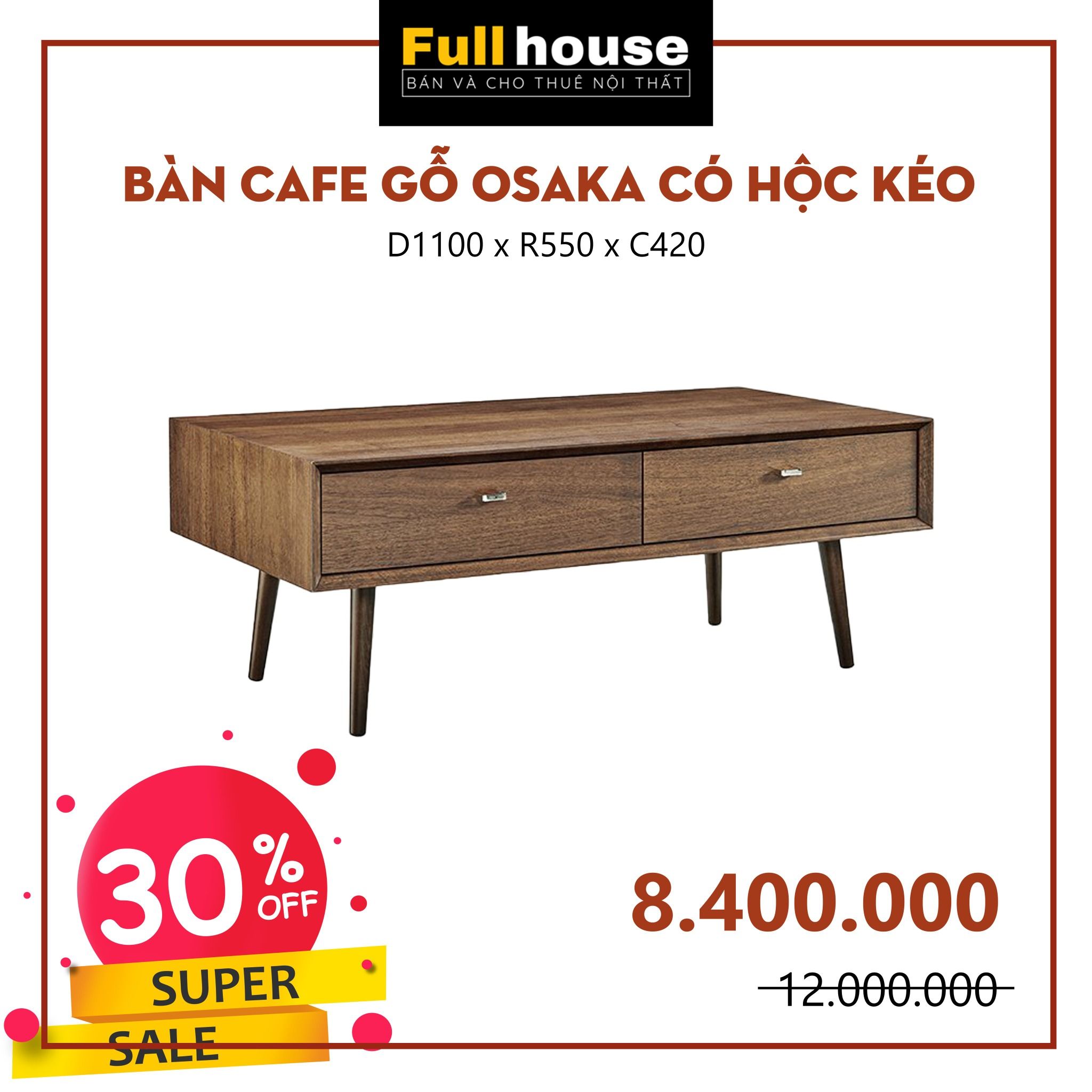  BÀN CAFE OSAKA CÓ HỘC KÉO 