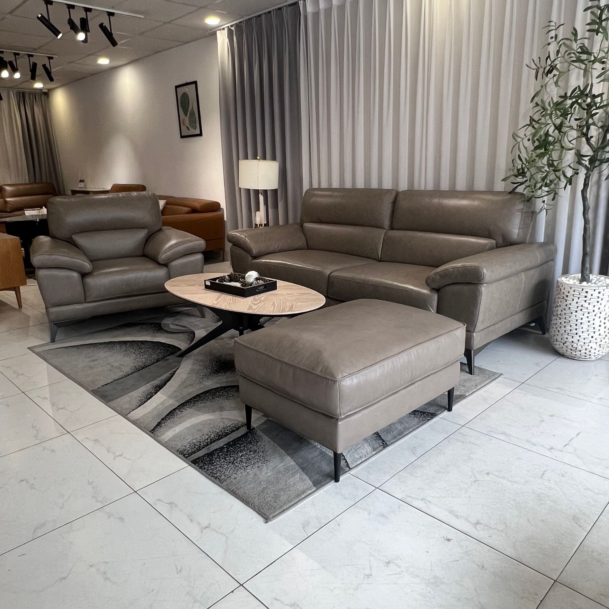  SOFA DA BÒ Ý - CATONA TAUPE 3 CHỖ 