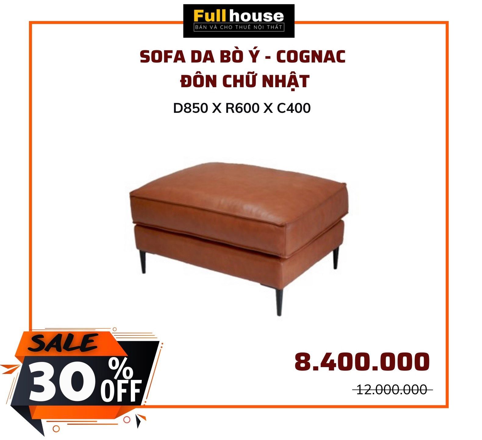  ĐÔN SOFA CHỮ NHẬT COGNAC 