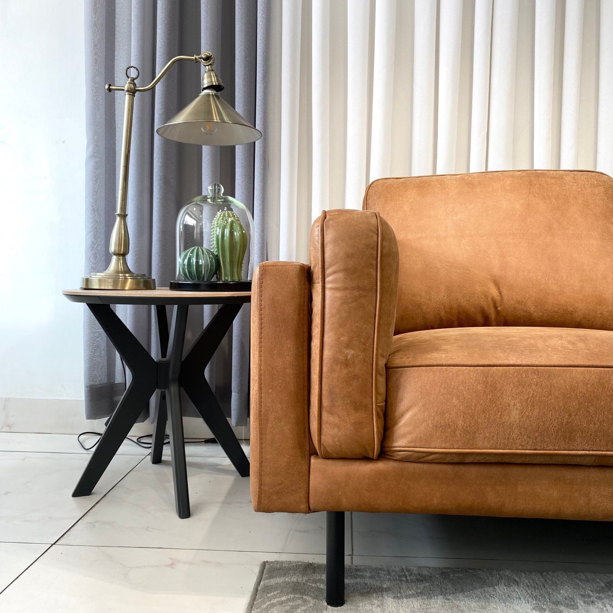  SOFA DA BÒ Ý -  CHARMINGTON JETHRO COGNAC 3 CHỖ 