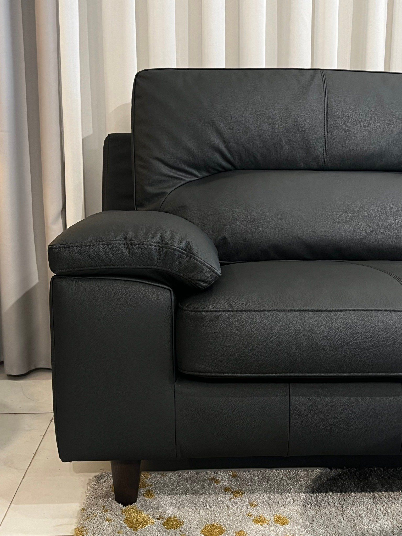  SOFA DA BÒ Ý - SALSA BLACK 3 CHỖ 