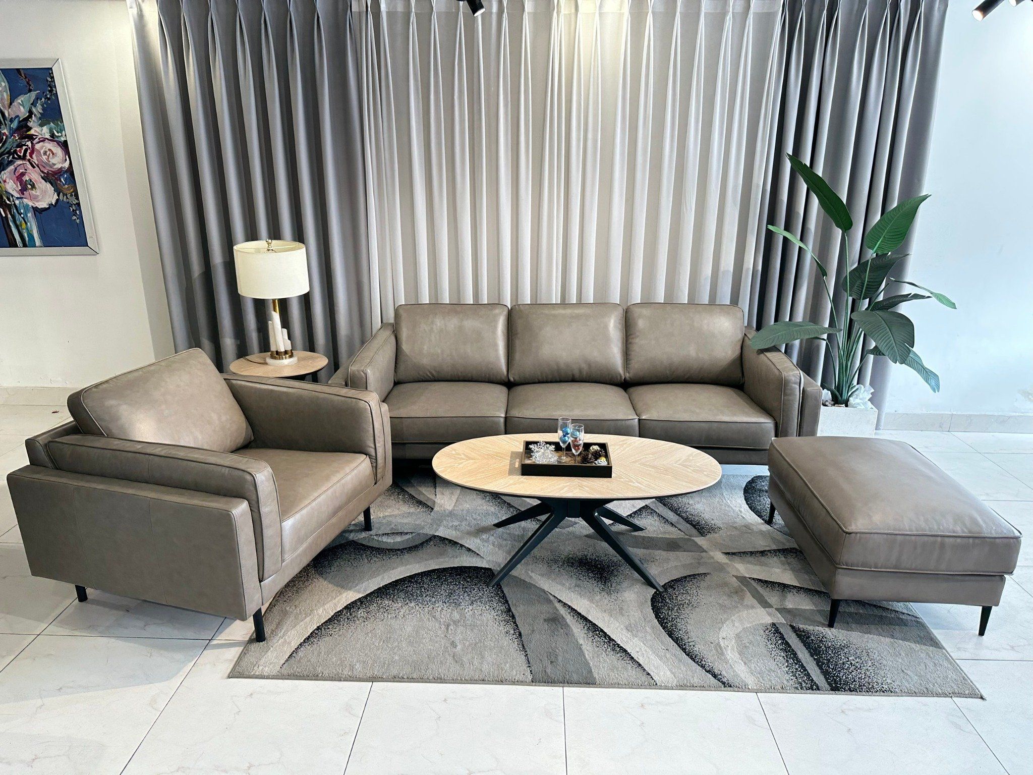  SOFA DA BÒ Ý -  CHARMINGTON TAUPE 3 CHỖ 