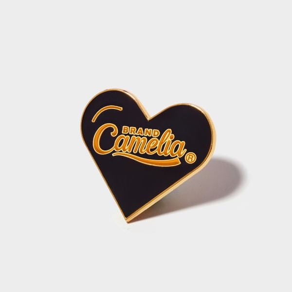 Metal Heart Camelia Pin