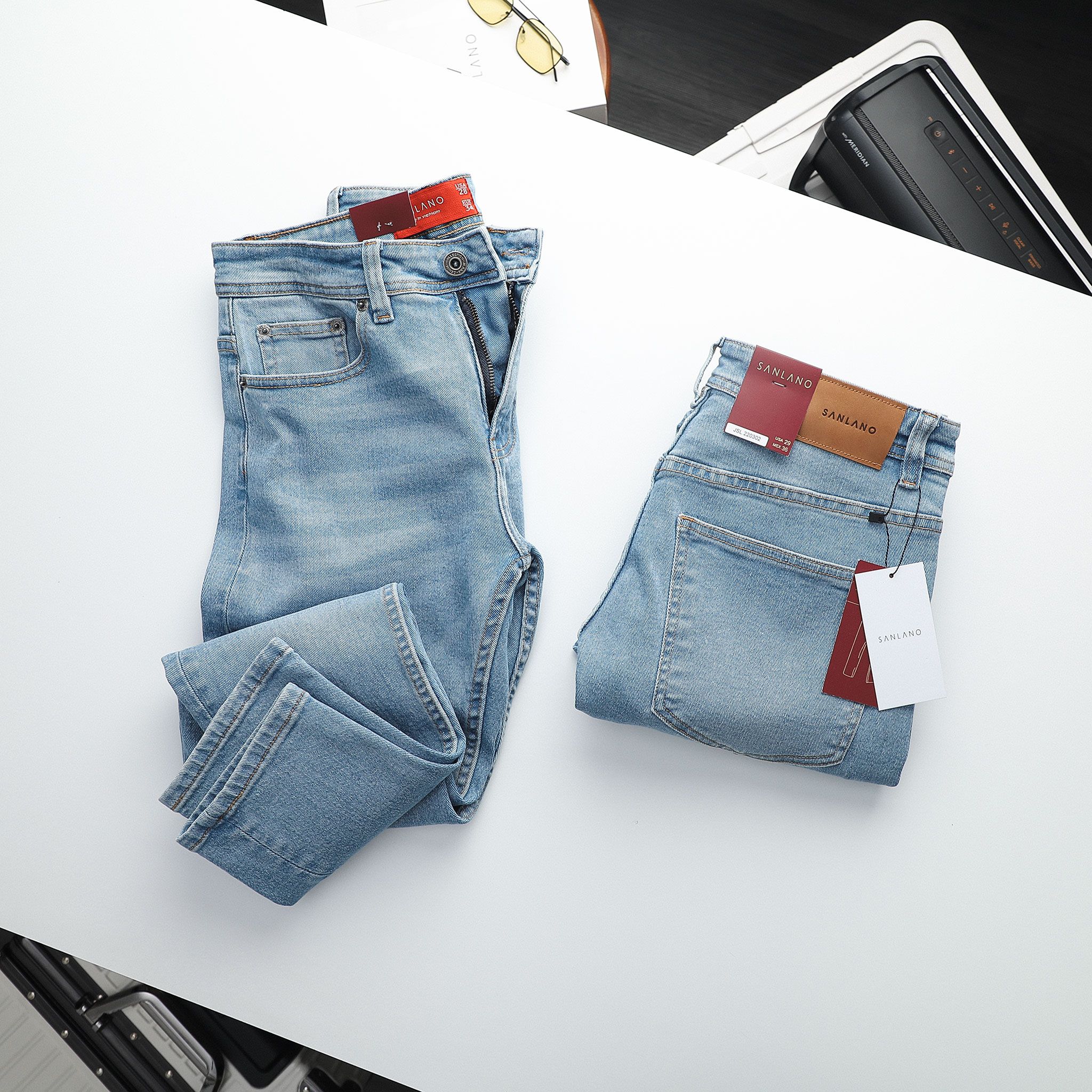  Jeans SANLANO Xanh trung 0302 