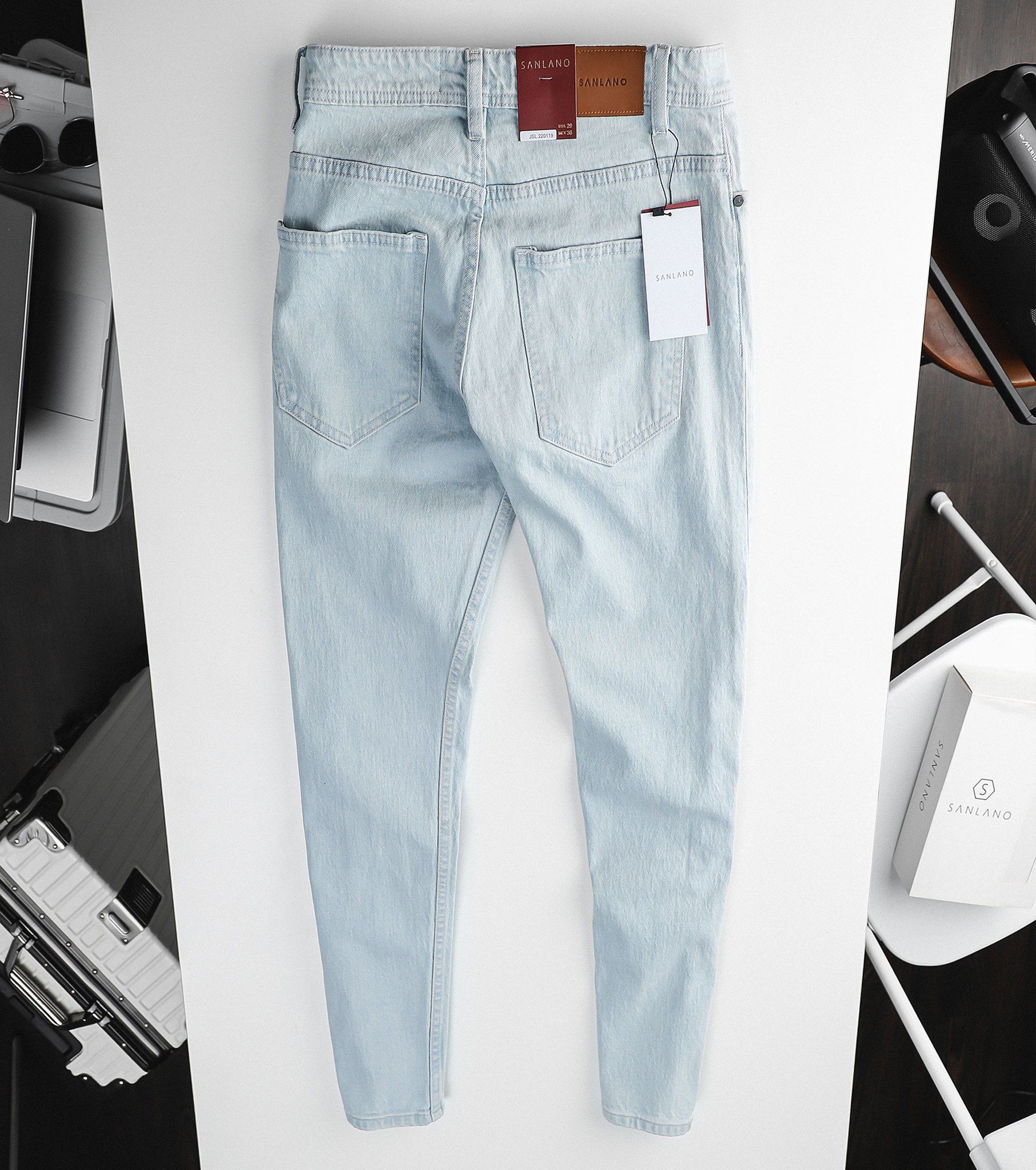  Jeans SANLANO Xanh trắng 