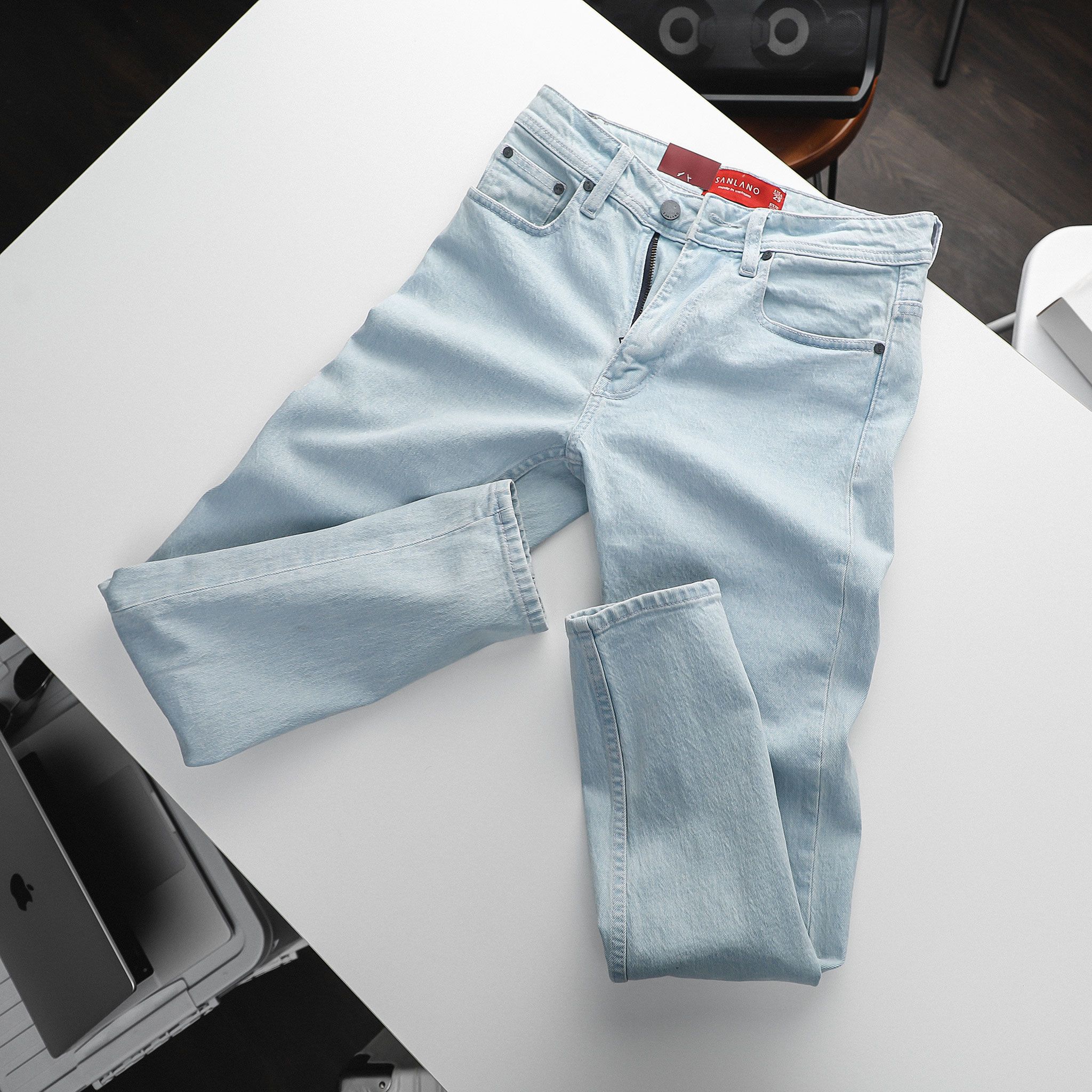  Jeans SANLANO Xanh trắng 